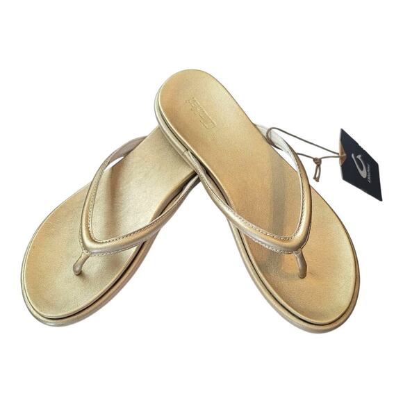 OluKai Women's Tiare Leather Beach Sandals, 10, Gold, Champagne, Summer, Resort - Picture 4 of 9